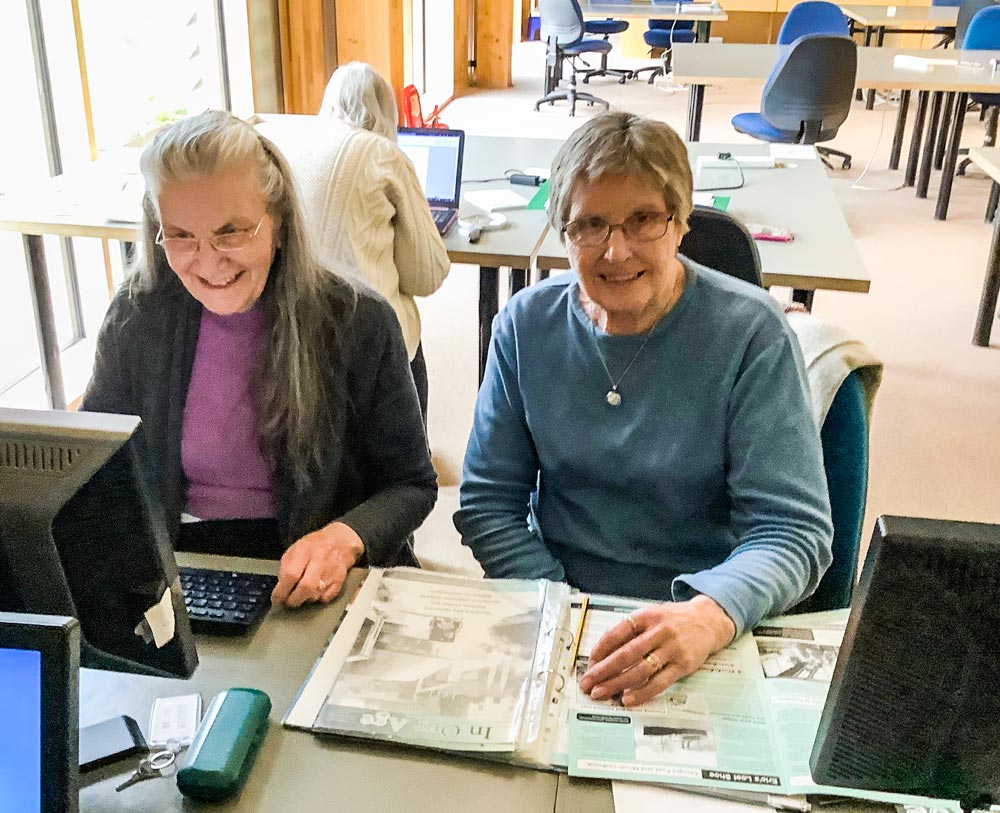 Judith and Eve at Herefordshire Archive and Records Centre